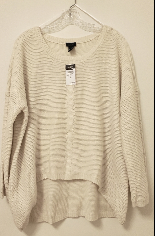 Cream high low sweater